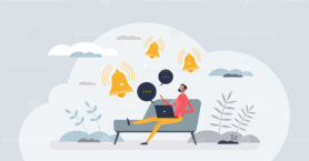 Daily notifications and focus to avoid distraction apps tiny person concept