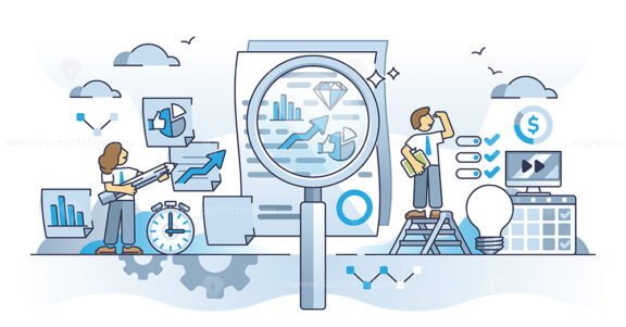 Data analytics and business insights for company future outline concept
