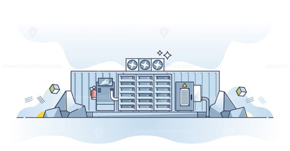 Data center facility and information storage database servers outline concept