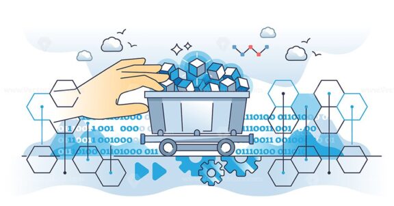 Data mining techniques and information collecting outline hands concept