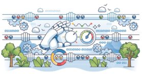 Data pipeline automation for information structuring outline hands concept