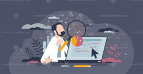 Data science online course for information research skill tiny person concept