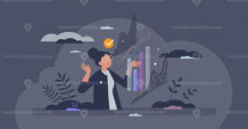 Data visualization and financial report representation tiny person concept