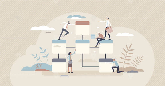 Database design as effective file folder organization tiny person concept