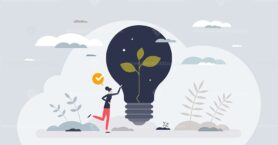 Developing talent and creative work project management tiny person concept
