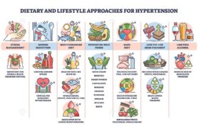 Dietary or lifestyle approaches for hypertension treatment outline diagram