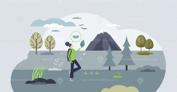 Digital detox and detoxification with walking in nature tiny person concept