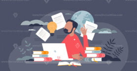 Digital literacy and information understanding skills tiny person concept