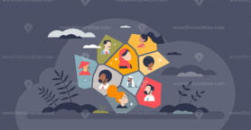 Diversity and inclusion for various race or ethnic groups tiny person concept