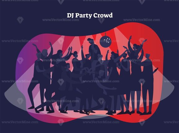 FREE DJ party crowd vector illustration