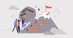 Driving change in workplace with Gen Z force retro tiny person concept.