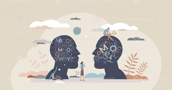 Dyslexia as learning disorder and understanding problem tiny person concept