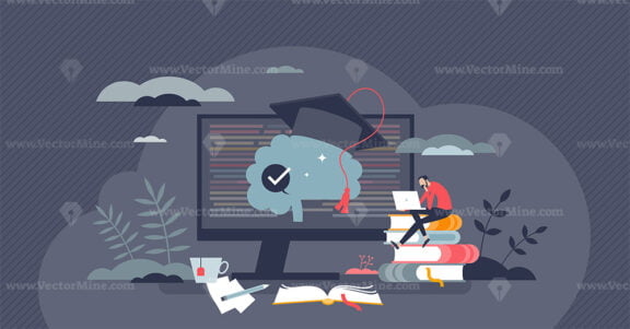 Education technology or edtech for online learning tiny person concept