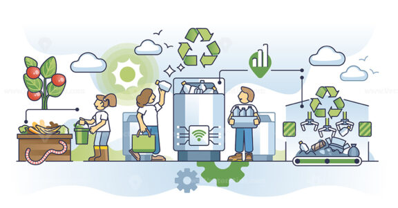 Efficient waste and garbage management for better tomorrow outline concept