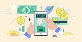 Electronic funds transfer using digital money tiny neubrutalism concept