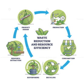 Embracing circular economy, waste and resources efficiency outline diagram