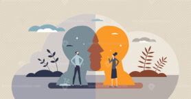 Empathy in relationship as compassion and mental care tiny person concept