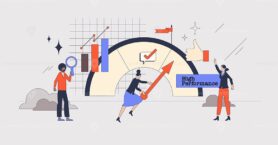 Employee performance management for effective work retro tiny person concept