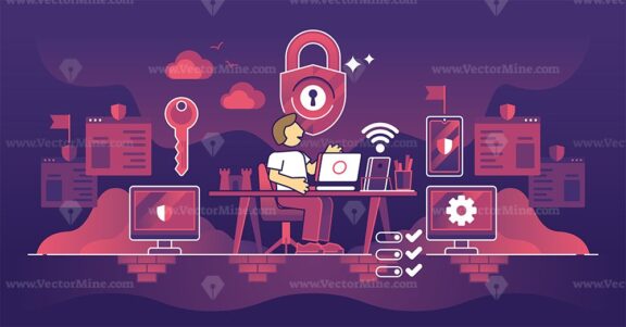 Endpoint security to protect user from hacker web attacks outline concept
