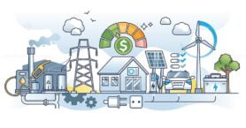 Energy cost and expensive household electricity production outline concept