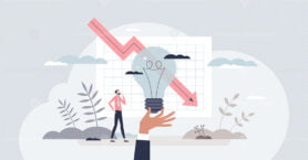 Energy crisis with financial drop and industry crash tiny person concept