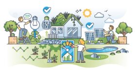 Energy efficiency and low power consumption to save resource outline concept