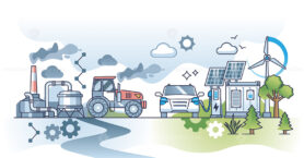 Energy transition in transportation and power type change outline concept