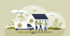 Environmental agency with nature protection and control tiny person concept