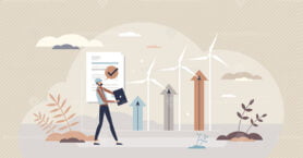 Environmental engineer as sustainable future energy work tiny person concept
