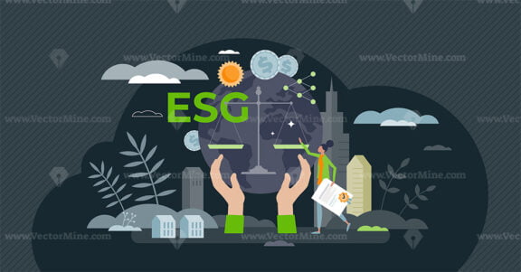 ESG or environmental social governance for eco strategy tiny person concept
