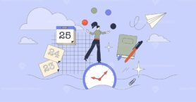 Essence of time management and productivity tiny person neubrutalism concept