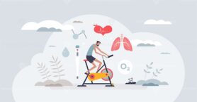 Exercise physiology as body responses to patient training tiny person concept