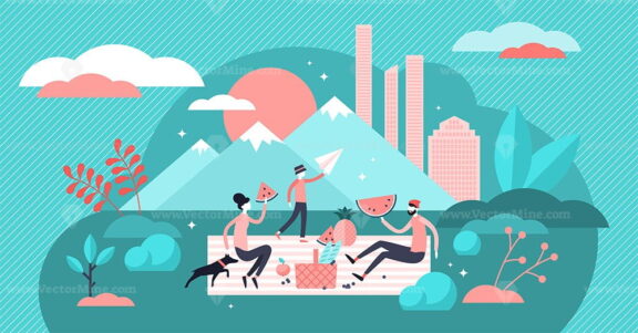 Family picnic vector illustration