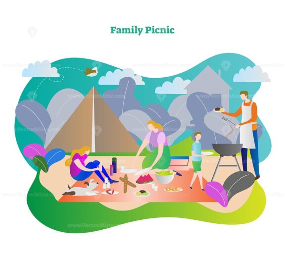 FREE Family picnic vector illustration