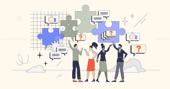 Feedback and communication with opinion talking retro tony person concept