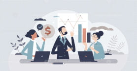 Finance fundamentals with business profit analysis tiny person concept