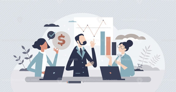 Finance fundamentals with business profit analysis tiny person concept