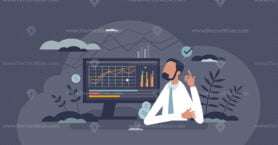 Financial analysis as business company money report tiny person concept