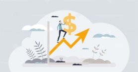 Financial growth and profit development to rise money tiny person concept