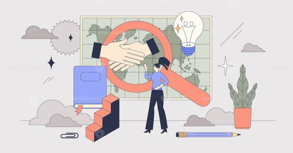 Finding a mentor for personal motivation tiny person neubrutalism concept