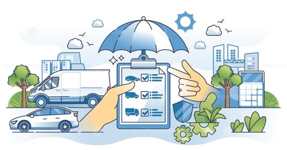 Fleet insurance and car crash and risk protection outline hands concept