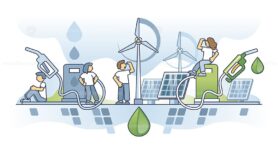 From fossil to green fuels as bio recyclable energy usage outline concept