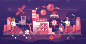 Future of digital payments and virtual purchase transaction outline concept