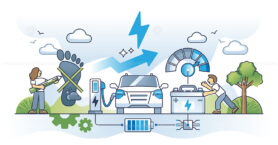 Future of sustainable transports and EV popularity growth outline concept