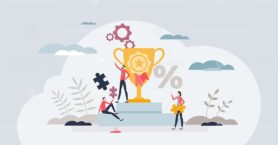 Gamification method for motivation and fun process tiny person concept