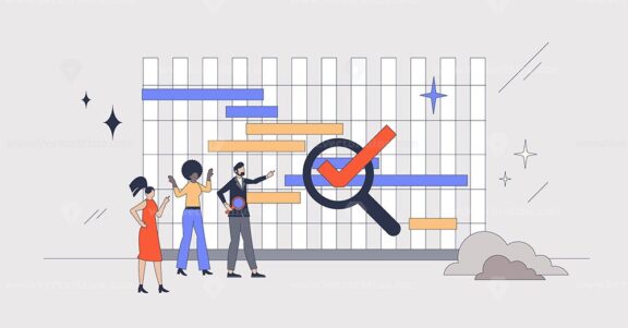 Gantt chart as effective time management framework retro tiny person concept