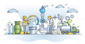 Gas engineering and natural resource storage station work outline concept