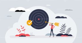 Goal setting as effective objective achievement plan tiny person concept