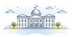 Government building as classical official parliament house outline concept
