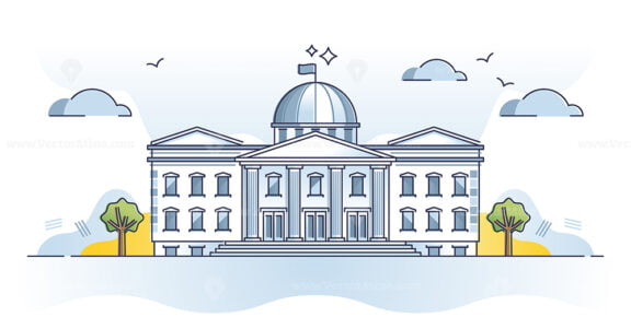 Government building as classical official parliament house outline concept